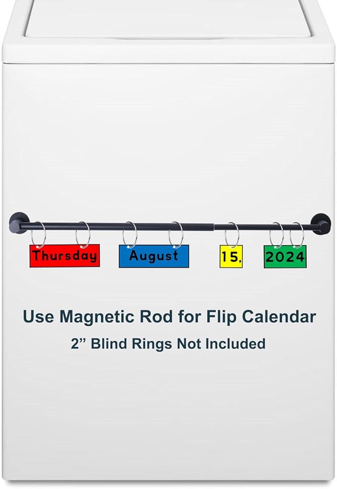 18-31.5 Inches Adjustable Magnetic Towel Bar Holder for Refrigerator, Magnet Flip Calendar Chart Rod for Whiteboard, Black