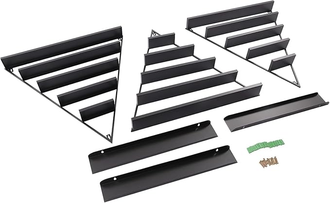 Wall-Mounted Nail Polish Rack, Set of 6 Triangular Blcak Nail Polish Shelf 5-Tier Lipstick Perfume Cosmetic Display Shelf for Home Spa Nail Salon Shop