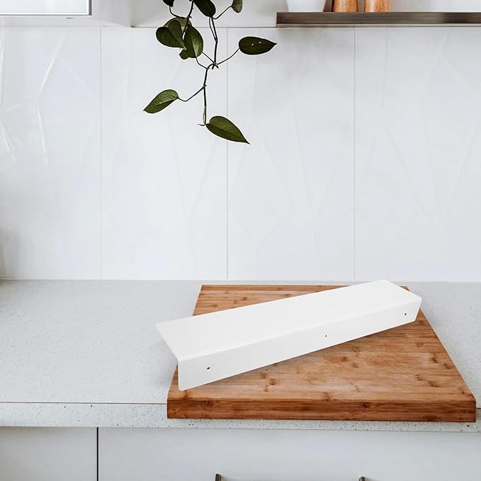 Homoyoyo Floating Wall Shelf for Bathroom and Kitchen, White Plastic No-Drill Wall-Mounted Storage Rack 50x10cm, Space-Saving Organizer for Toilet, Vanity, and Cabinet Gap
