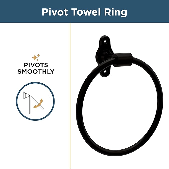 Franklin Brass Calloway 4-Piece Bathroom Set Matte Black 18" + 6" Towel Rack, Toilet Paper Holder, Hand Towel Holder, Hook | 4-Piece Bath Hardware Accessories Set CLWY64-MB