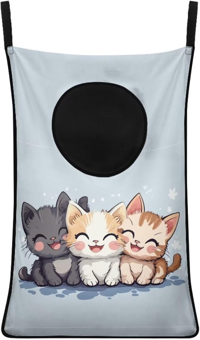 ZOUTAIRONG Cute Cat Hanging Laundry Bag Basketball Over The Door Laundry Hamper Zipper Laundry Basket Storage Organizers for Bedroom/Bathroom/Dorm/Closet