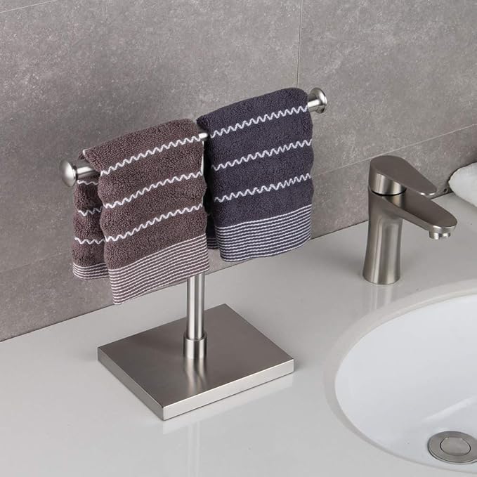 Hand Towel Holder Stand Modern Tree Rack Free Standing for Countertop, SUS 304 Stainless Steel Brushed Finished DZY011-LS