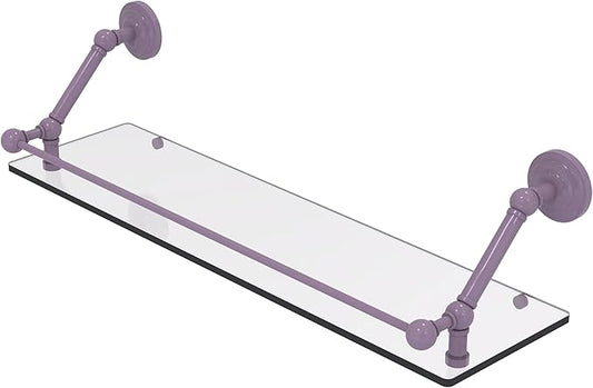 Allied Brass PQN-1-30-GAL-LVN Prestige Que New 30 Inch Floating Glass Shelf with Gallery Rail, Lavender