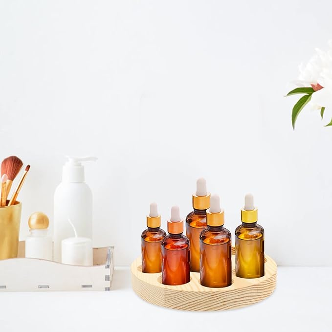Beaupretty Essential Oil Storage Rack Small Bottle Tray Nail Polish Organizer Wooden Essential Oils Display Holder for Home Salon