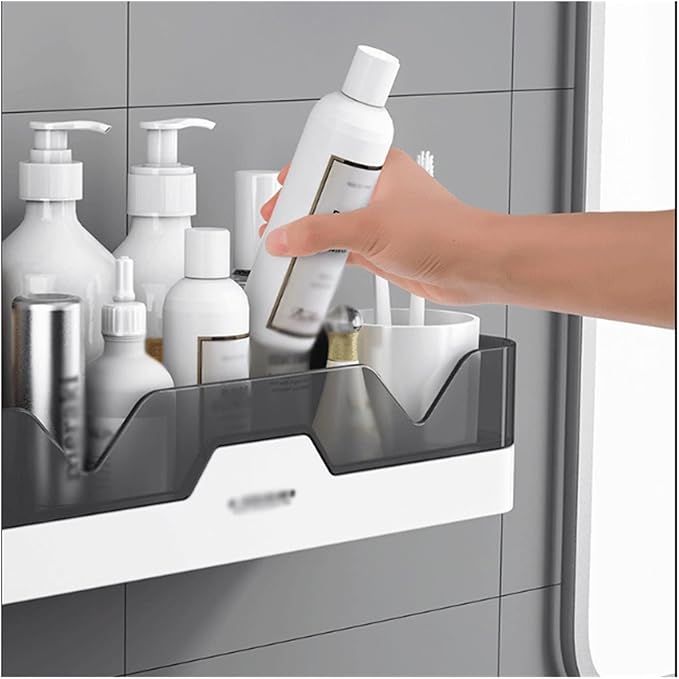Bathroom Storage Rack Storage Rack Toilet Washstand Single Layer Plastic Simple Storage Rack Kitchen Counter Plastic Storage Rack Wall Mounted Storage Rack Bathroom Shelf(Gris)