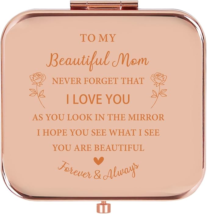 Mom Gifts from Daughter Son, Personalized Compact Mirror, Sentimental Mothers Day Birthday Gifts for Mom Mother