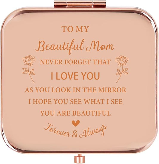 Mom Gifts from Daughter Son, Personalized Compact Mirror, Sentimental Mothers Day Birthday Gifts for Mom Mother