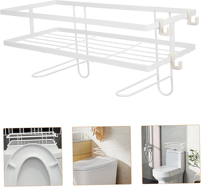 POPETPOP Toilet Storage Rack Space-Saving Shelf for Bathroom No Drilling Organizer Shelf