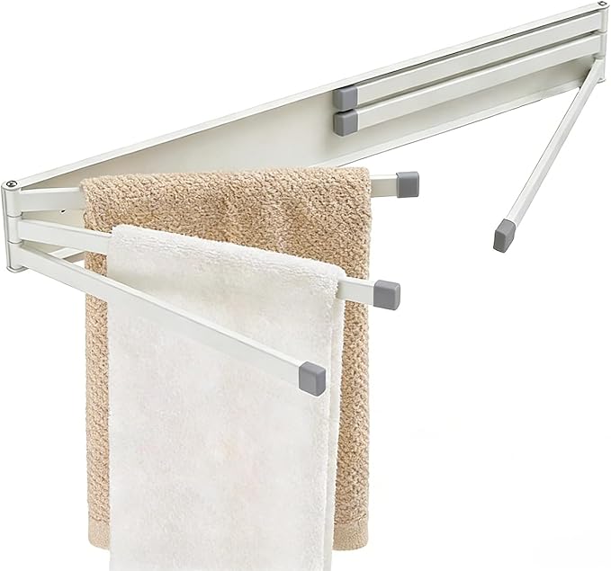 Swivel Towel Rack Wall Mounted, 12" Extra Long 6-Arm Swing Out Towel Holder, Stainless Steel Space Saving Towel Bar for Bathroom, Kitchen, RV