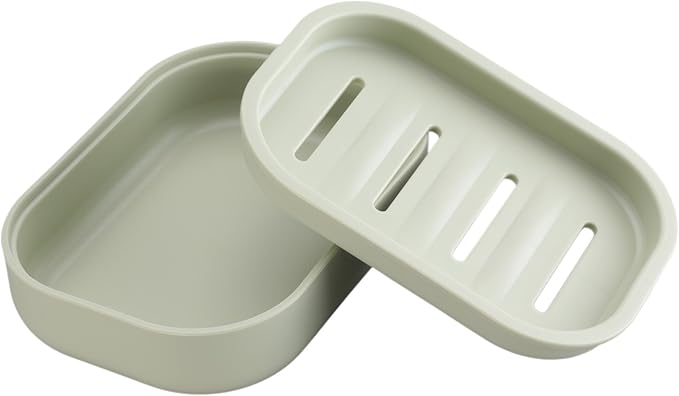 Plastic Soap Dish, Container, Keeps Soap Dry,Easy Cleaning,Drain,Light Green