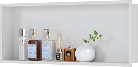 Neodrain Shower Niche, Insert Bathroom Storage Shower Shelf, Stainless Steel Recessed Wall Niche No Tiled Recessed Cabinet Waterproof for Shower Storage(White,30"x12")