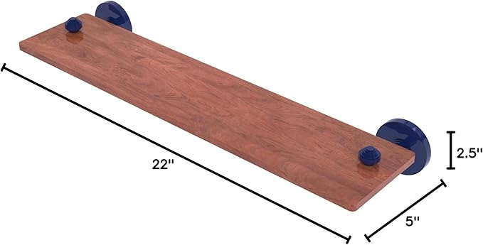 Allied Brass SB-1-22-IRW-MBL South Beach Collection 22 Inch Solid IPE Ironwood Shelf, Mediterranean Blue