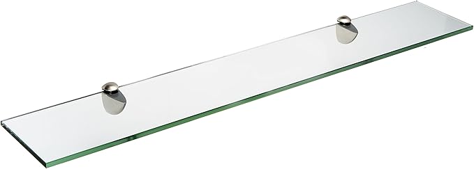 Spancraft Glass P-8x33-Brushed Steel Peacock Glass Shelf, Brushed Steel, 8" x 33"