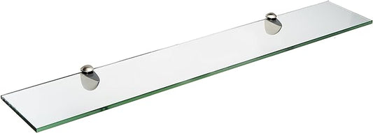 Spancraft Glass P-4.75x21-Brushed Steel Peacock Glass Shelf, Brushed Steel, 4.75" x 21"