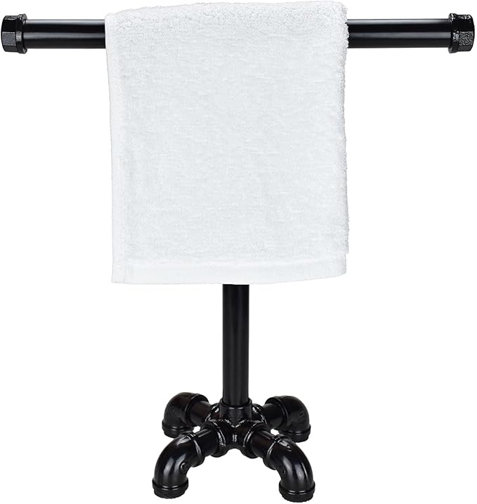 Rustic Pipe Hand Towel Holder Free Standing Towel Rack Industrial T-Shape Towel Storage for Bathroom ROXLLGJC