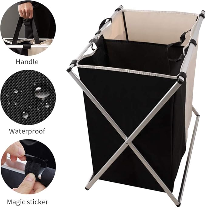 Nicesail Laundry Hamper 2 Section for Husband&Wife Parents or Couple, Clothes Basket Laundry Wedding Gift, Washing Storage Basket with Handle, Waterproof Bag Foldable Aluminum Frame Bathroom Bedroom