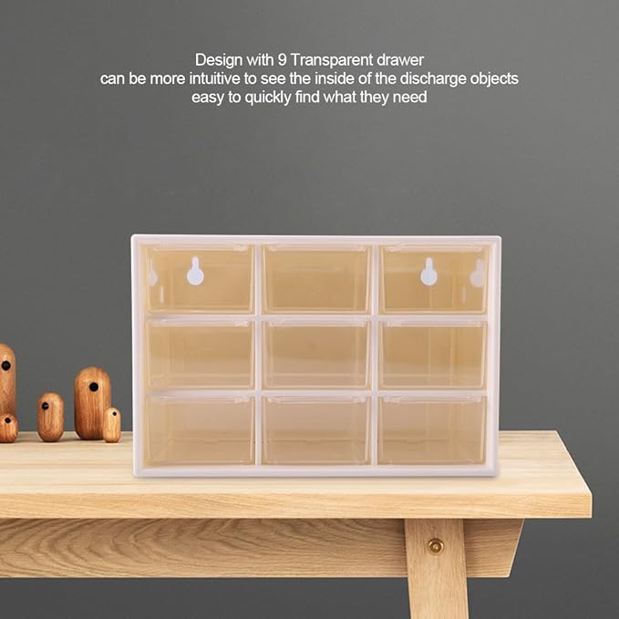 Portable Drawer Storage Box for Jewelry and Cosmetics Compact White Cabinet with Transparent Lattice Design Fits Desktops or Wall Mount