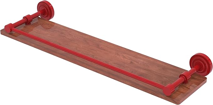 Allied Brass DT-1-22-GAL-IRW-FER Dottingham Collection 22 Inch Solid IPE Ironwood Shelf with Gallery Rail, Fire Engine Red