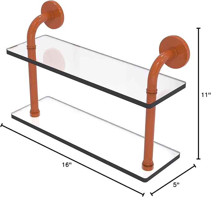Allied Brass RM-2-16-ASP Remi Collection 16 Inch Two Tiered Glass Shelf, Autumn Sparkle