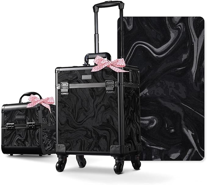 BYOOTIQUE 2-Piece Makeup Train Case Cosmetic Organizer Kit CB Shadows Salon