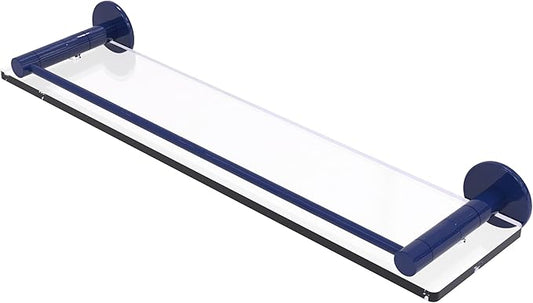 Allied Brass FR-1/22G-MBL Fresno Collection 22 Inch Glass Shelf with Vanity Rail, Mediterranean Blue