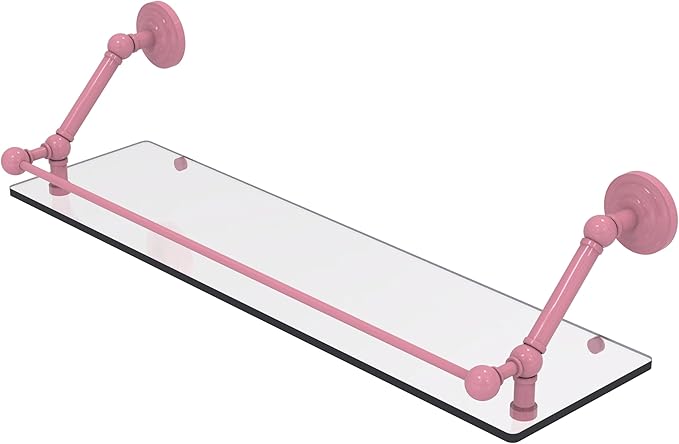 Allied Brass PQN-1-30-GAL-PNK Prestige Que New 30 Inch Floating Glass Shelf with Gallery Rail, Pink