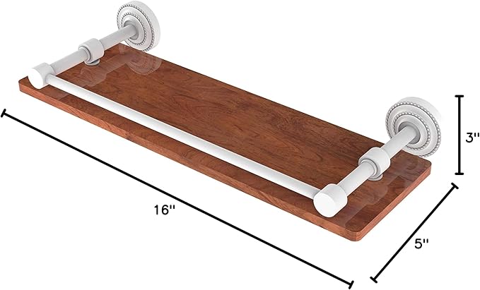 Allied Brass DT-1-16-GAL-IRW Dottingham Collection 16 Inch Solid IPE Ironwood Gallery Rail Wood Shelf, Matte White