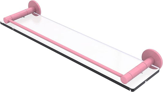Allied Brass FR-1/22G-PNK Fresno Collection 22 Inch Glass Shelf with Vanity Rail, Pink