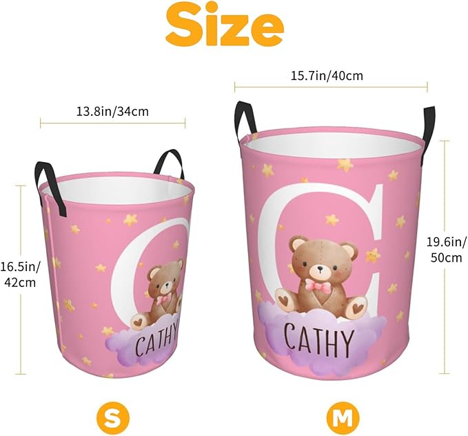 Personalized Cute Forest Animal Laundry Hamper for Kids,Custom Name Dirty Clothes Basket, Nursery Toy Bin Organizer for Baby Boys Girls Toddler Bathroom Bedroom Decor, Collapsible Storage with Handles