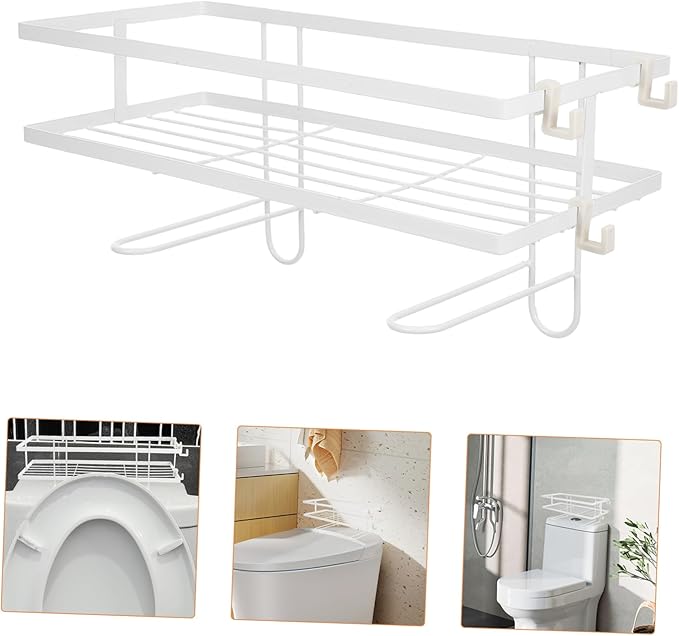 SHINEOFI Bathroom Shelves Toilet Storage No Drill Paper Holder Rack Tissue Box Shampoo Holder