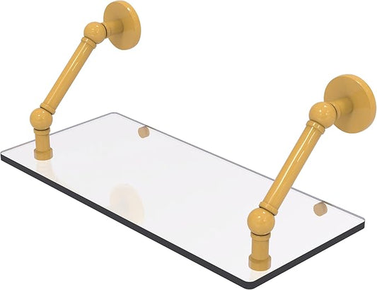 Allied Brass P1000-1-18-SGL Prestige Skyline Collection 18 Inch Floating Glass Shelf, Spanish Gold