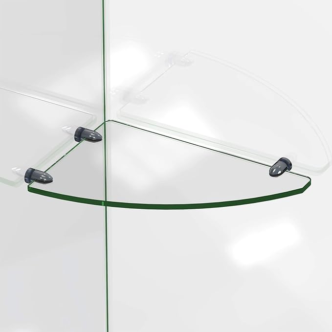 DreamLine 12 in. x 8 in. Corner Glass Shelf in Matte Black