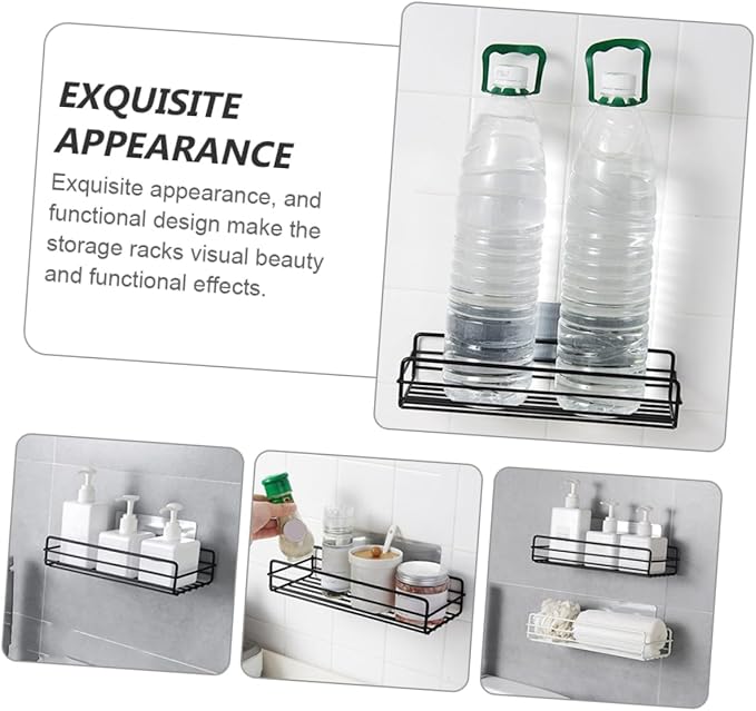 HEALLILY Anti-Slip Wall Shelves Storage Racks 2pcs Iron Rust-Proof Floating Shelves for Bathroom for Storage Easy to Clean