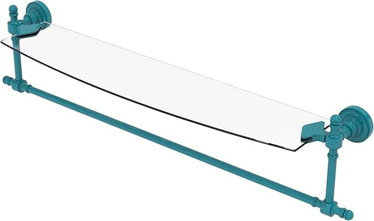 Allied Brass Retro Dot Collection Glass Vanity Shelf with Integrated Towel Bar