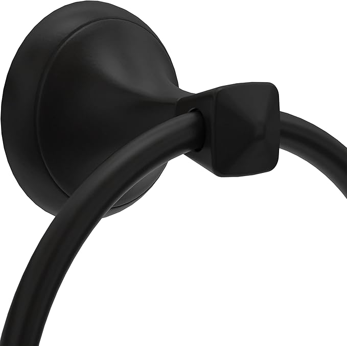Delta Esato (1-Pack) Hand Towel Holder Matte Black Towel Racks for Bathroom Wall Round Towel Ring Holder for Bath Towel Hanger for Kitchen, Bathroom Accessories ESA46-MB