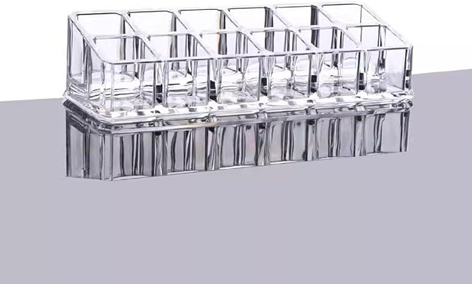 Clear Acrylic Lipstick or Brush Holder Display Stand Cosmetic Organizer with 12 Compartment for Lipstick, Brushes, Bottles