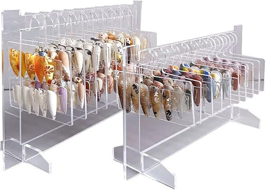 Hapivida Nail Art Display Holder, Acrylic Hanging Transparent Nail Sample Hanger Display Stand Color Card Display Board with 10pcs Hanger
