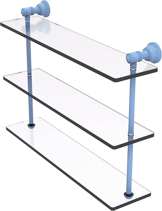 Allied Brass CL-5-22-FTB Carolina Collection 22 Inch Triple Glass Shelf, Flat Troll Blue