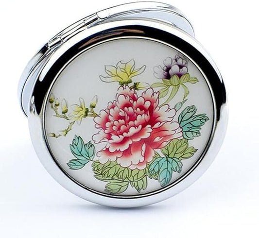 Magnifying Compact Mirror for Purse - 1x/2x Magnification Travel Makeup Mirrors,Small Flower Pocket Mirrors,Handheld 2-Sided Portable Cosmetic Mirror,Compact Mirror for Gift
