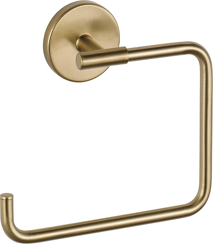 Hand Towel Holder Champagne Bronze Towel Racks for Bathroom Wall Square Towel Ring Holder for Bath Towel Hanger for Kitchen, Bathroom Accessories (Squre (Screw))