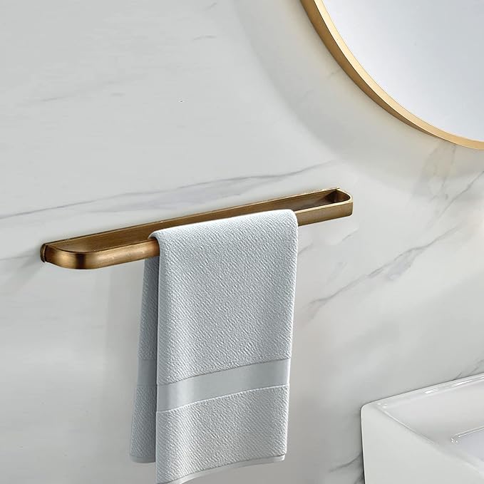 Leyden Brass Towel Bar, Antique Bathroom 23.6 inch Bath Towel Holder Rack, Wall Mounted Bathroom Accessory Towel Rod Hanger Retro