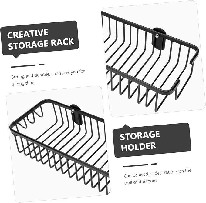1Pc Wall Mounted Household Storage Rack Stylish Mesh Basket Design Easy to Install Non Punch Shelf for Bathroom Organization Without Wall Damage