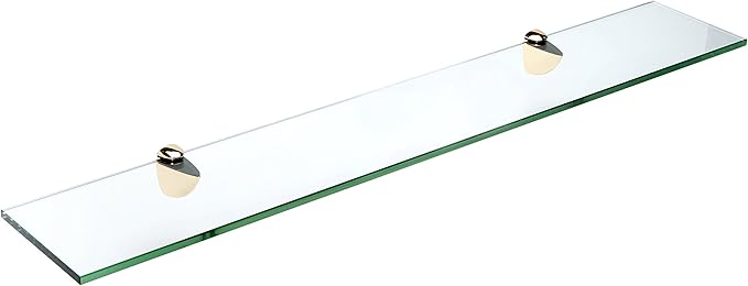 Spancraft Glass P-6x12-Brass Peacock Glass Shelf, Brass, 6" x 12"