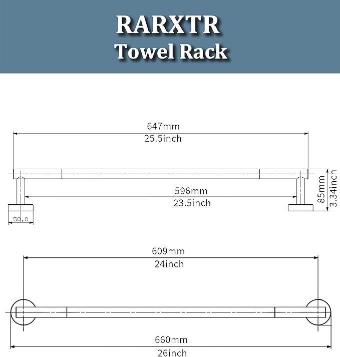 24 Inch Brushed Towel Bar Towel Rack for Bathroom Kitchen Hand Towel Holder Dish Cloths Hanger SUS304 Stainless Steel RUSTPROOF Wall Mount (Brushed Grey)
