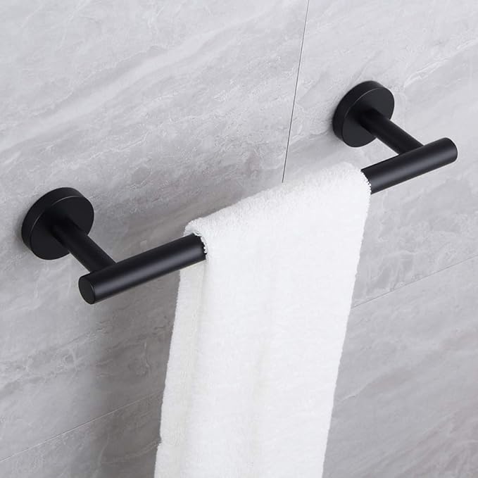 Matte Black Hand Towel Bar SUS 304 Stainless Steel 12-Inch Towel Rack Holder for Bathroom Wall Mount