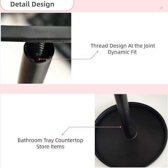 Hand Towel Holder Stand for Bathroom Countertop, Black T-Shape Towel Rack Free Standing, 16.5 Inch Adjustable Retractable, Stainless Steel Freestanding for Kitchen Bedroom Counter Organizer Waterproof