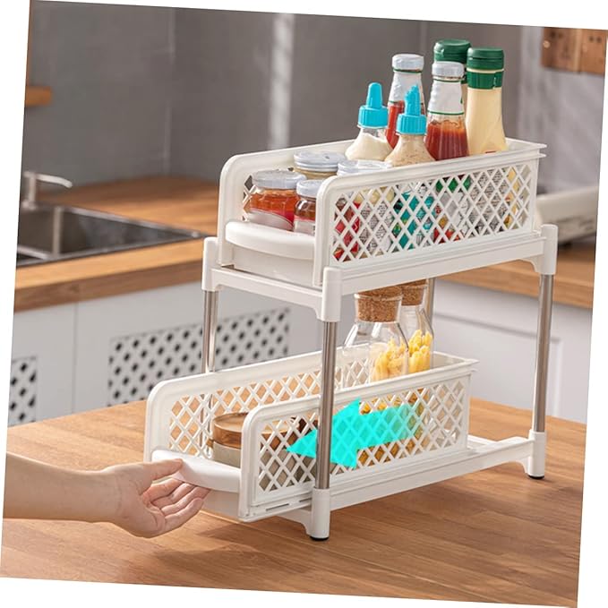 Ipetboom Professional Bathroom Shelf Organizer Multi Function Under Sink Storage Rack Bathroom Supply Organizer for Home Saving Design for Neat