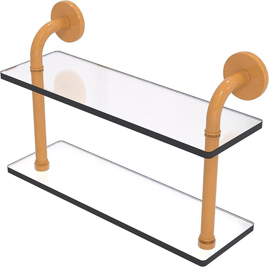 Allied Brass RM-2-16-GLY Remi Collection 16 Inch Two Tiered Glass Shelf, Golden Yellow