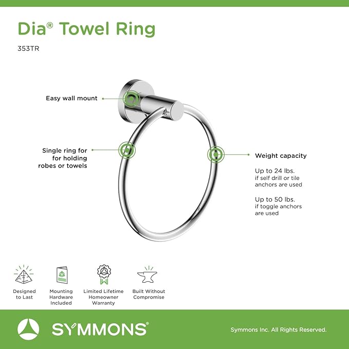 Symmons 353TR-BBZ Dia Wall-Mounted Towel Ring in Brushed Bronze