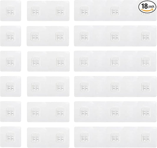 18 Pack Shower Caddy Adhesive Replacement, 1/2/3 Hooks Set Thick Bath Toy Storage Adhesive Replacements, Waterproof Adhesive Hooks Strips for Kitchen Racks, Shower Basket & Soap Holder
